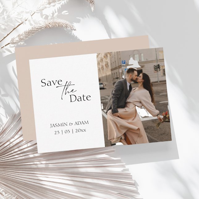 Modern Blush Script Photo Wedding Save the Date (Modern Script Photo Wedding Save the Date)