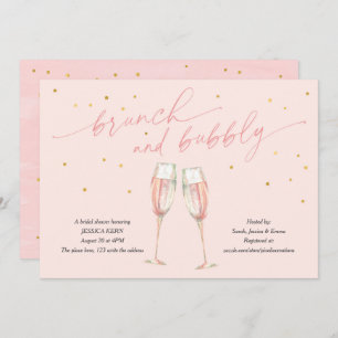 modern blush simple pop the bubbly, chic champagne invitation