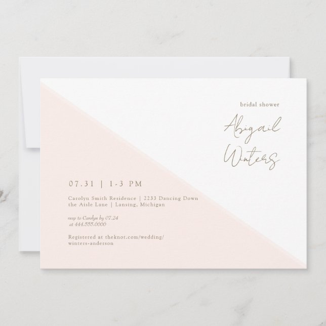 Modern Blush Simplicity Bridal Shower Invitation (Front)