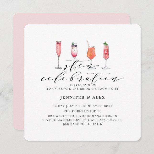 Modern Blush Sten Celebration Invitation (Front/Back)