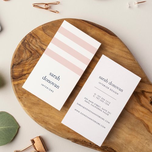 Modern Blush Stripe Business Card