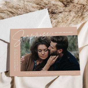 Modern Blush Surprise Photo Engagement Announcement