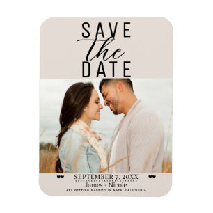 Modern Blush Tan Save the Date Wedding Photo Magnet