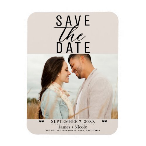 Modern Blush Tan Save the Date Wedding Photo Magnet