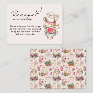Modern Blush Tea Party Bridal Recipe Request Enclosure Card