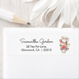 Modern Blush Tea Party Bridal Shower Address Label
