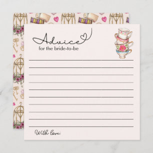 Modern Blush Tea Party Bridal Shower Advice  Note Card