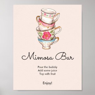 Modern Blush Tea Party Bridal Shower Mimosa Bar Poster