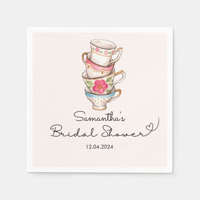 Modern Blush Tea Party Bridal Shower Napkins (Front)