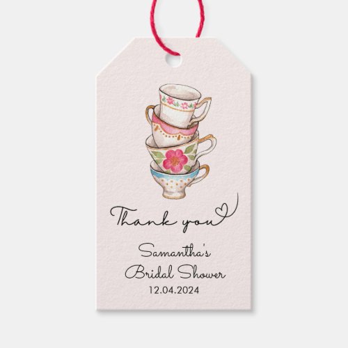 Modern Blush Tea Party Bridal Shower Thank You  Gift Tags