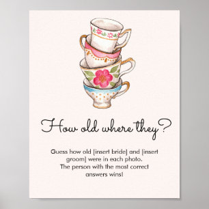 Modern Blush Tea Party How Old Were They Bridal Poster
