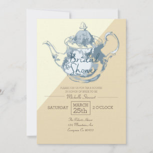 Modern Blush Teapot Bridal Shower Tea Party Invitation
