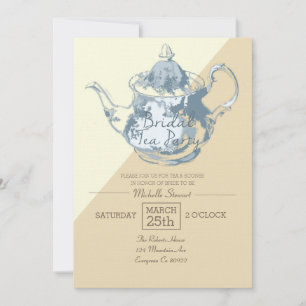 Modern Blush Teapot Bridal Tea Party Custom Invitation