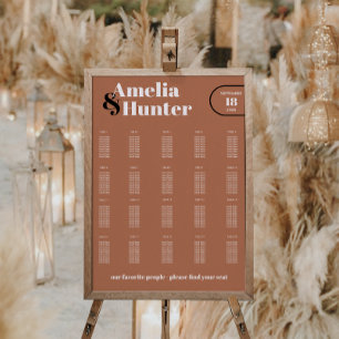 Modern Blush Terracotta Reception Seating Chart Foam Board