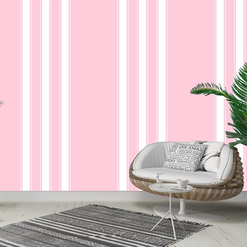 Modern Blush Vertical Stripe Peel and Stick Wallpaper