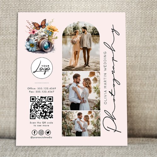 Modern Blush Wedding Photography Pricing Flyer