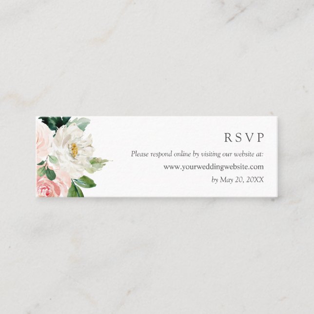 Modern Blush Wedding Pink RSVP Online Website Mini Business Card (Front)