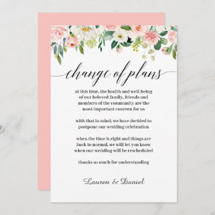 Modern Blush Wedding Postponement Change of plans Invitation