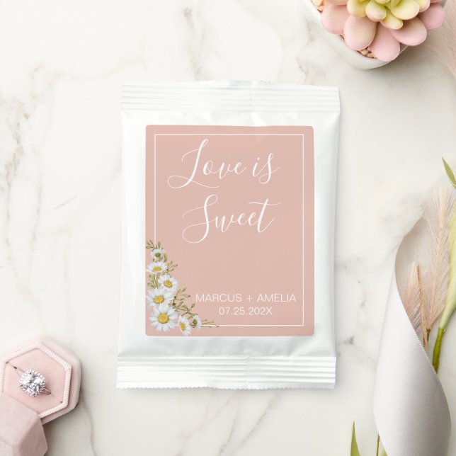 Modern  Blush & White Daisies Wedding  Lemonade Drink Mix (Wedding)