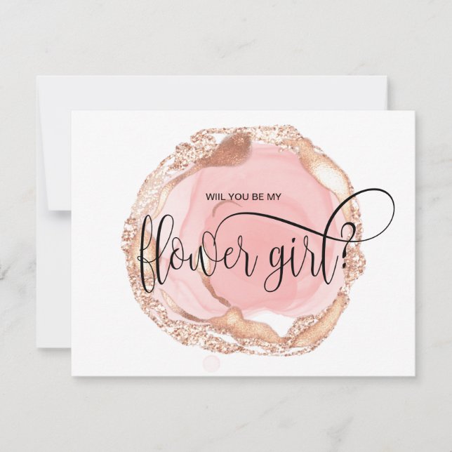 modern blush will you be my flower girl invitation (Front)