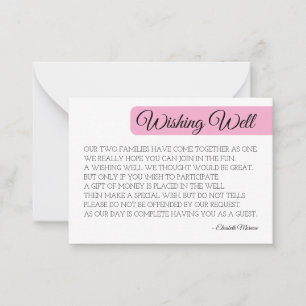 Modern Blush Wishing Well Minimalist Bridal Shower Note Card