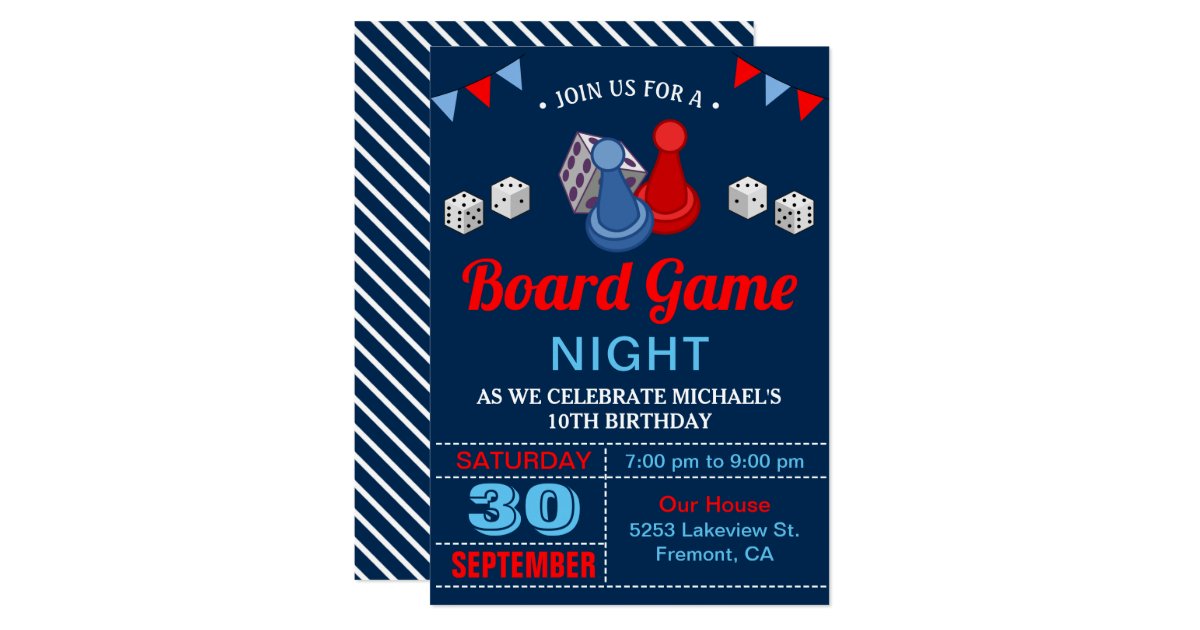 Modern Board Game Night Birthday Party Invitation