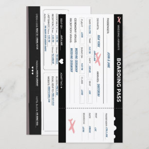 Modern Boarding Pass Wedding Invite Customizable