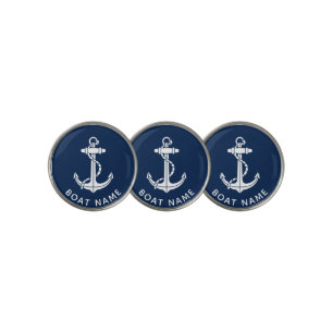 Modern Boat Anchor and Name Captain Golf Ball Marker
