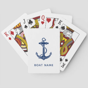 Modern Boat Anchor and Name Nautical Poker Cards