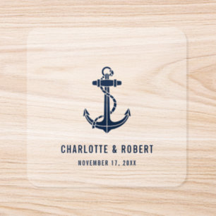 Modern Boat Anchor Beach Wedding Favor Square Sticker