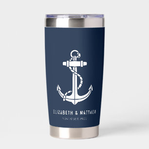 Modern Boat Anchor Beach Wedding Keepsake Custom Insulated Tumbler
