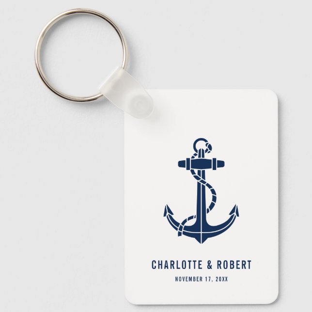 Modern Boat Anchor Beach Wedding Swag Keychain (Front)