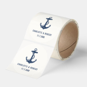 Modern Boat Anchor Coastal Wedding Custom Classic Round Sticker