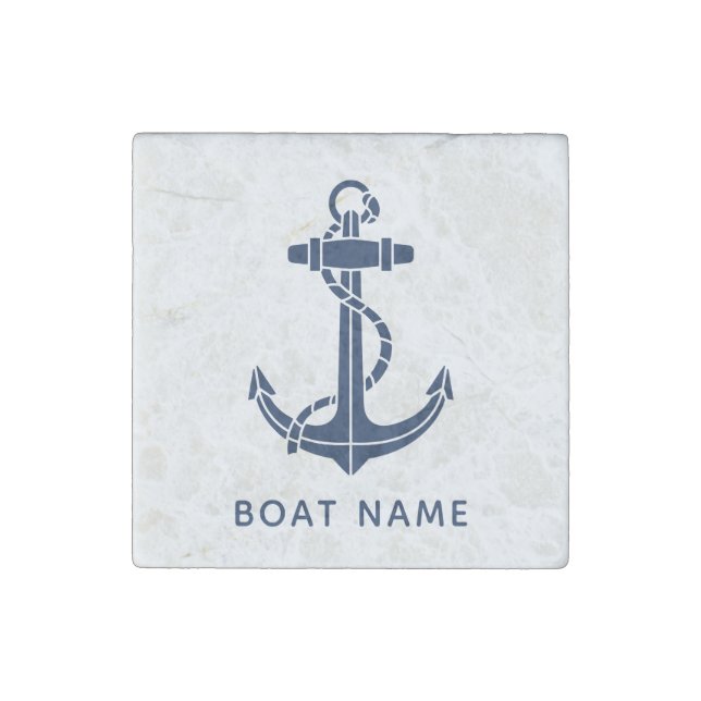 Modern Boat Anchor Cruise Trip Custom Stone Magnet (Front)