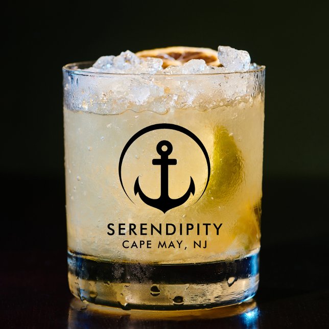 Modern Boat Anchor Logo Whiskey Glass (Creator Uploaded)