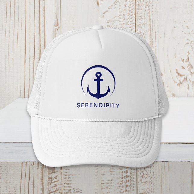 Modern Boat Anchor Monogram Trucker Hat (Creator Uploaded)