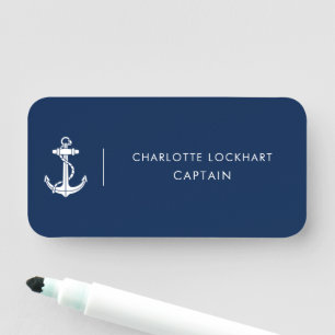 Modern Boat Anchor Nautical Magnetic Name Tag