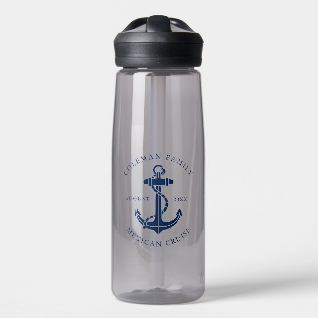 Modern Boat Cruise Nautical Anchor Custom Water Bottle (Front)