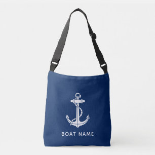 Modern Boat Name and Anchor Nautical Custom Crossbody Bag