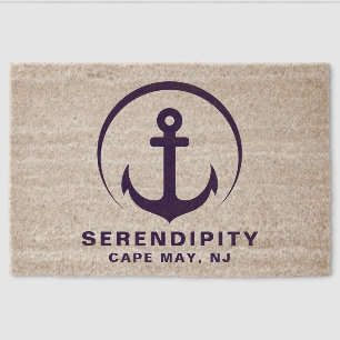 Modern Boat Nautical Anchor Custom Fiber Doormat