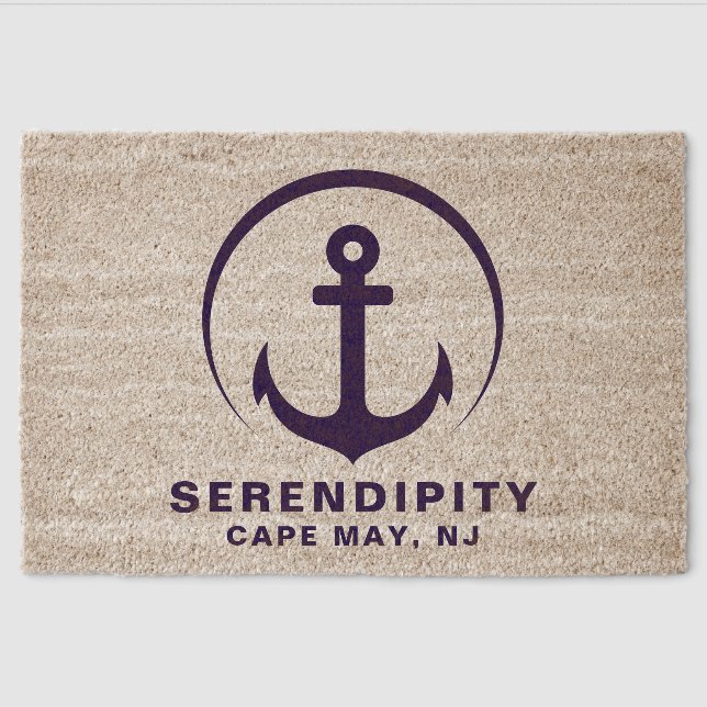 Modern Boat Nautical Anchor Custom Fiber Doormat (Front)