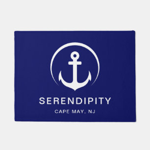 Modern Boat Nautical Anchor Navy Custom Doormat