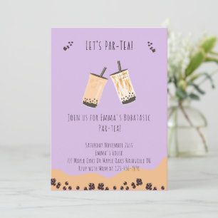 Modern Boba Par-tea Bubble tea Birthday Invitation