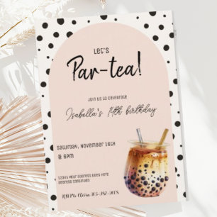 Modern Boba Tea Birthday Invitation