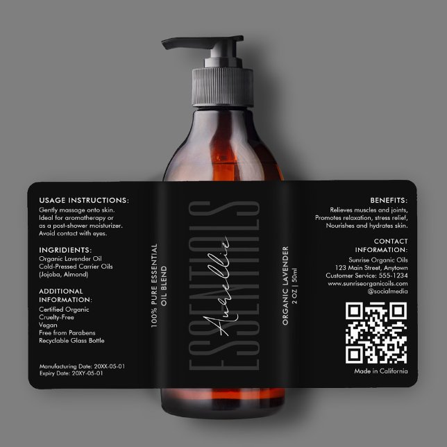 Modern Body Bath Beauty Black Oil Bottle Product Label (Modern Body Bath Beauty Black Oil Bottle Product Label
)