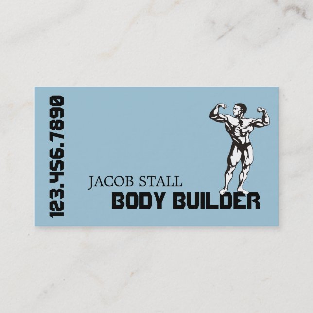 Modern Body Builder Personal Trainer Fitness Business Card (Front)
