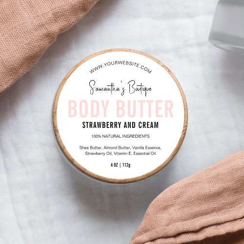 Modern Body Butter Feminine Pink Product Packaging Classic Round Sticker