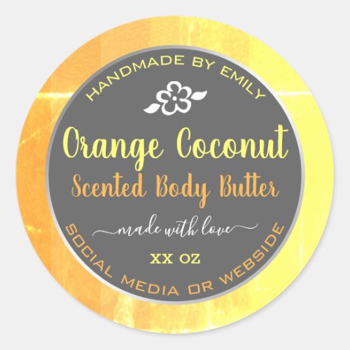 Modern Body Butter Packaging Labels Orange Gray