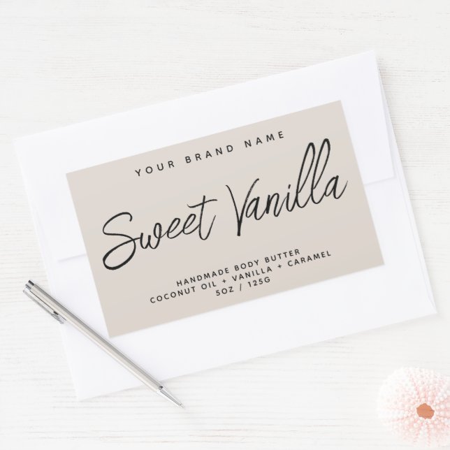 Modern body butter simple elegant cosmetics rectangular sticker (Envelope)