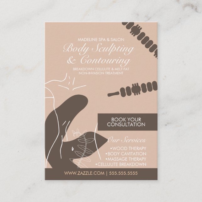 Modern Body Contouring Body Sculpting Massage B Business Card (Front)